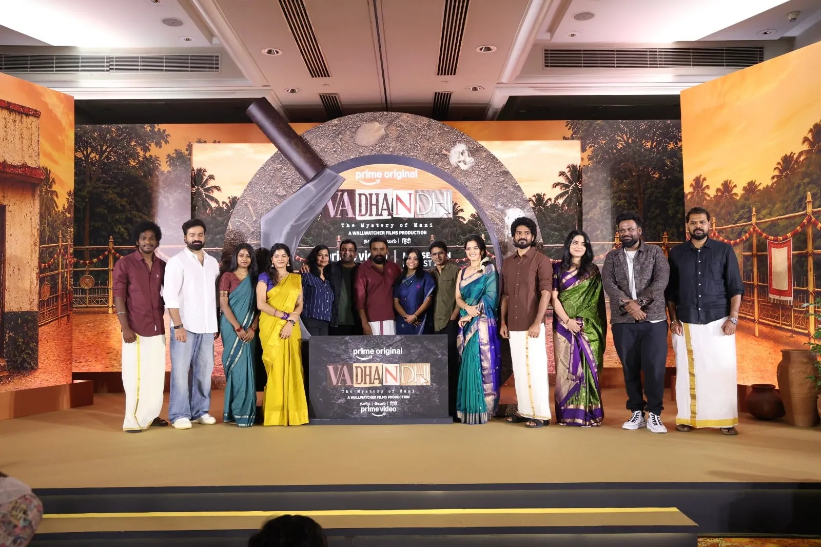 The cast and creative team of Vadhandhi Season 2 on stage at the Chennai launch event