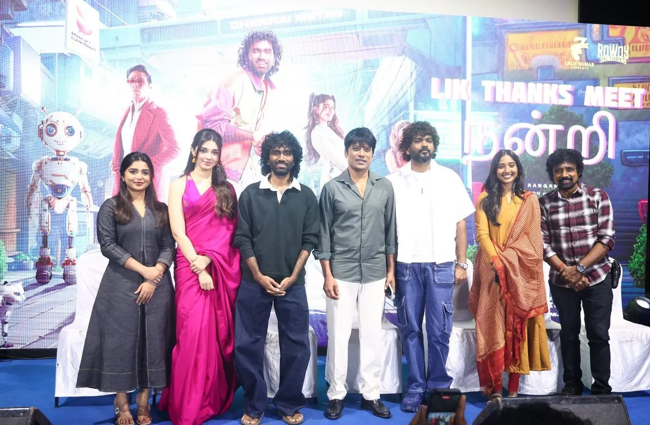 LIK cast and crew on stage at the Chennai thank-you meet