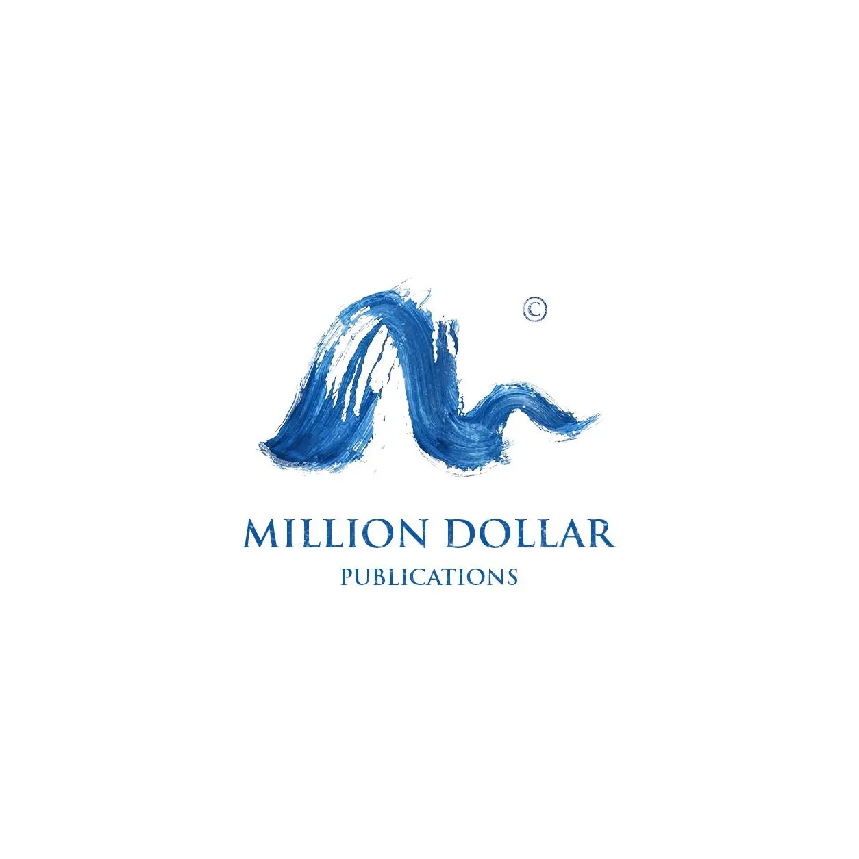 Million Dollar Publication logo with blue brushstroke design