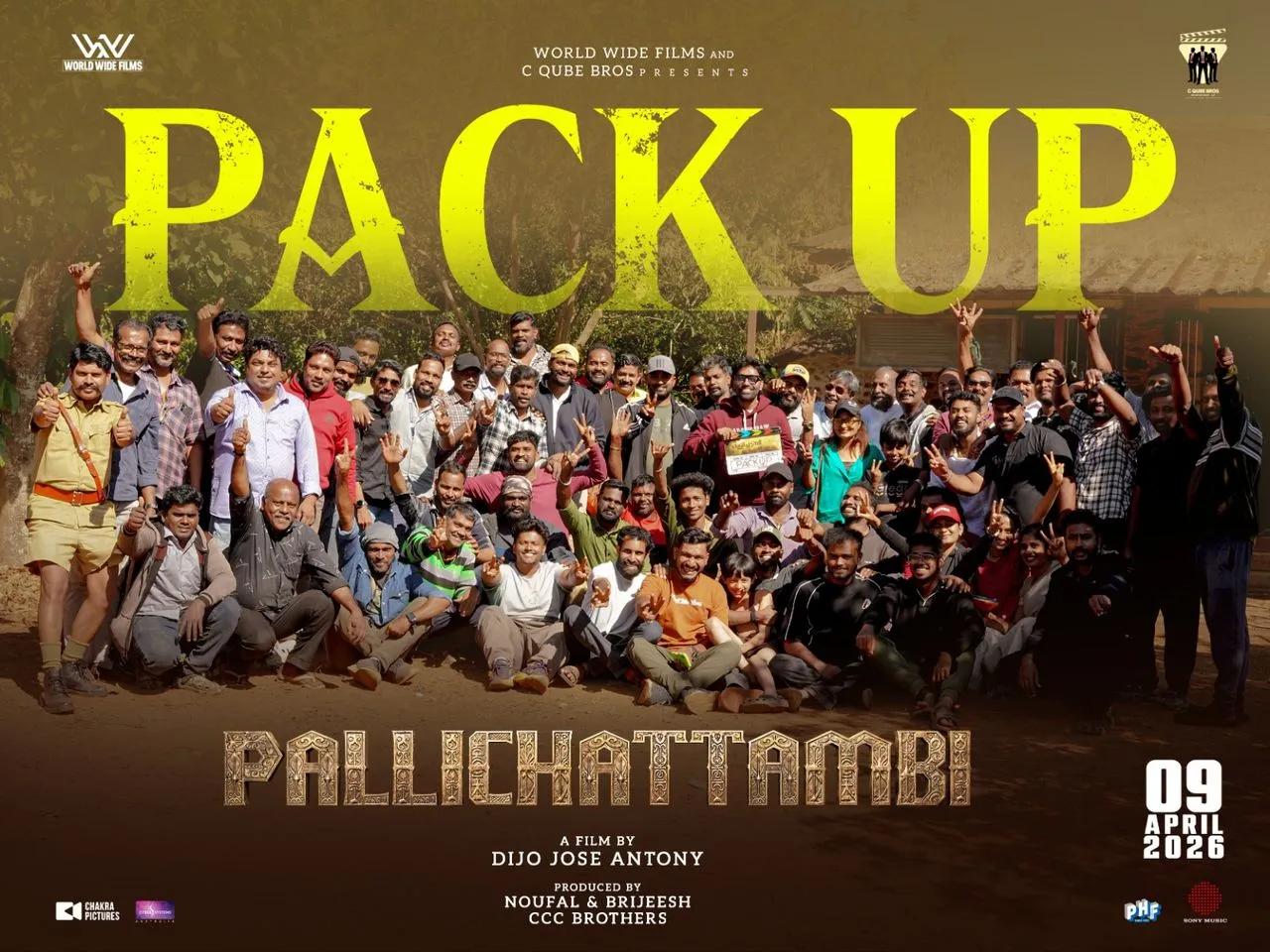 Pallichattambi pack-up announcement with Tovino Thomas film crew celebrating