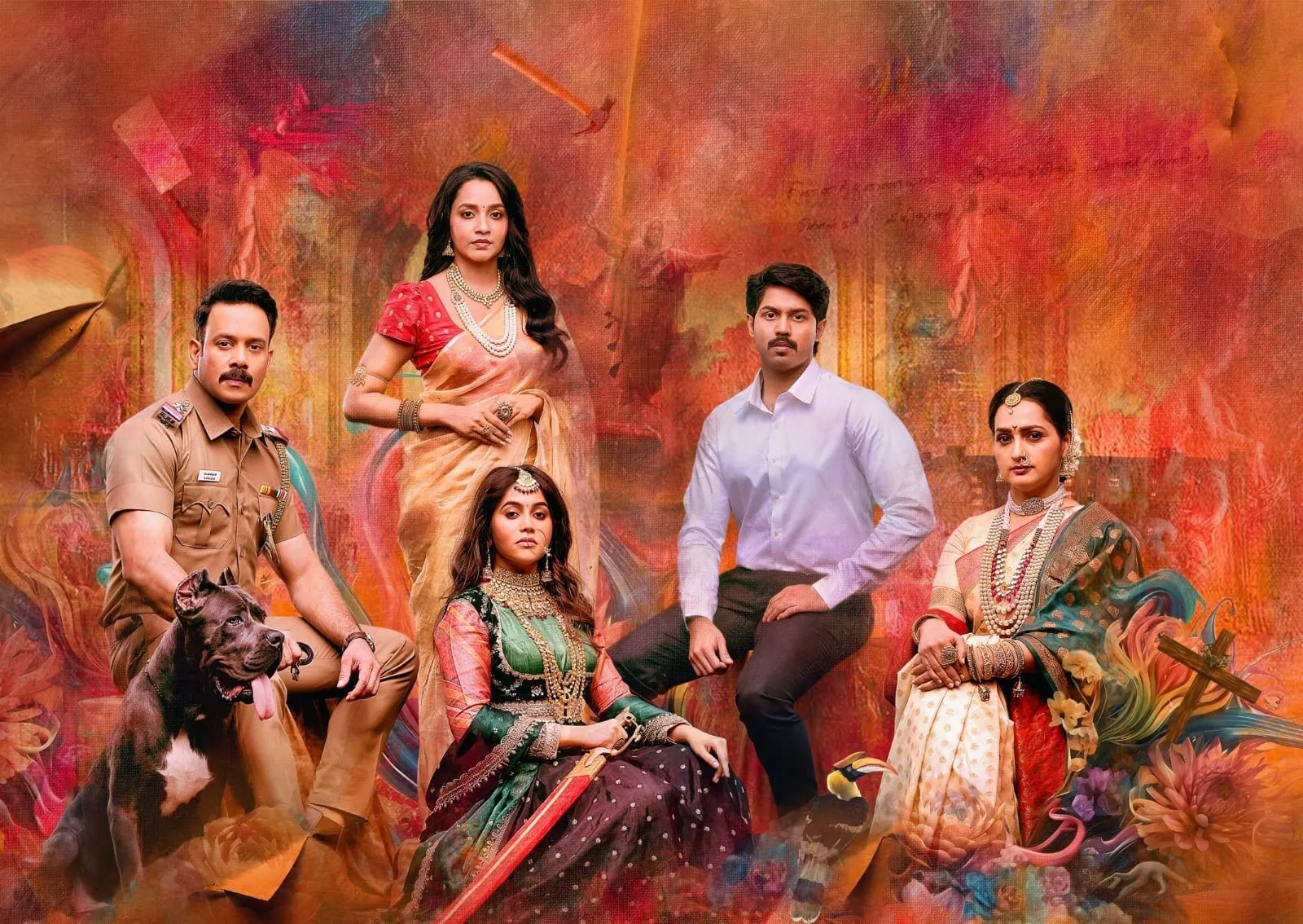 Kaalidas 2 ensemble artwork with Bharath and the film's leads