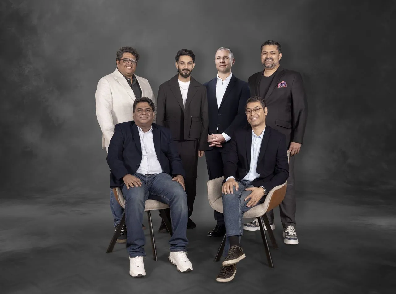 Anirudh Ravichander with Universal Music India executives announcing the Albuquerque Records partnership