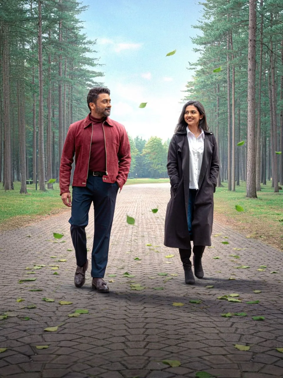 Suriya and Mamitha Baiju in a still from Vishwanath and Sons