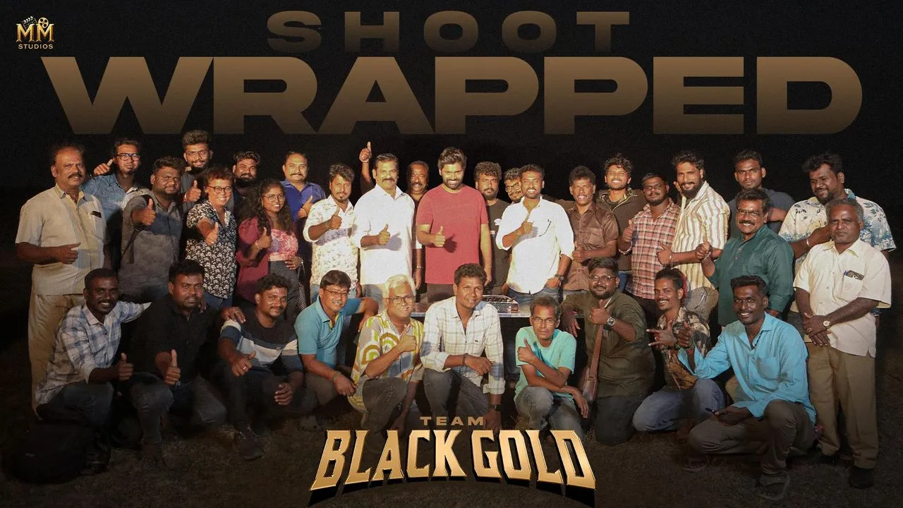 Black Gold shoot wrapped announcement with full team photo