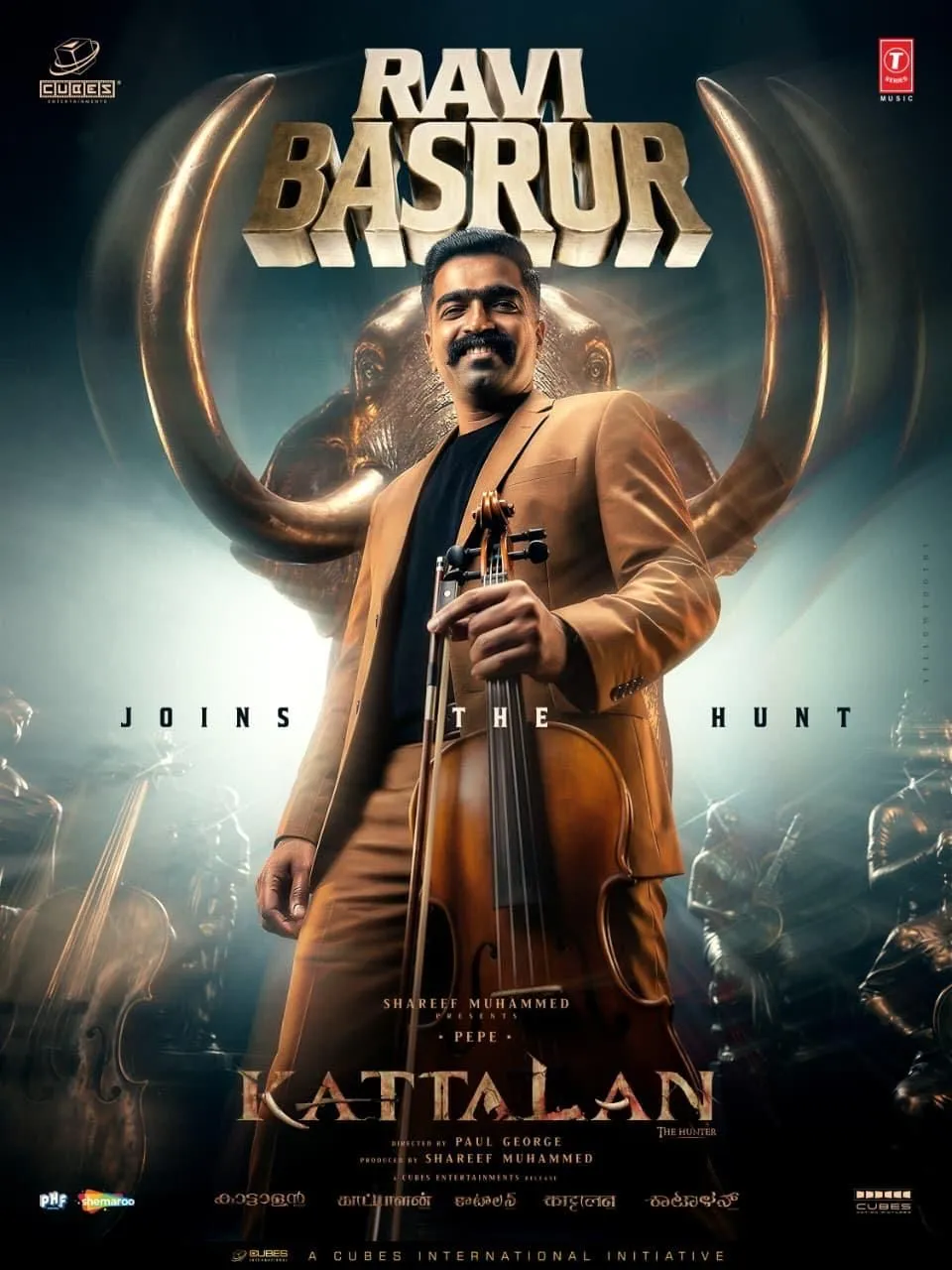 Kattalan movie poster announcing Ravi Basrur as music director
