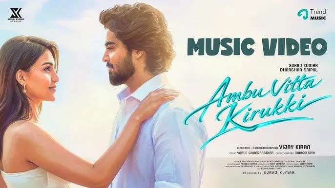 Ambu Vitta Kirukki music video poster featuring Suraj Kumar and Dharshna Sripal