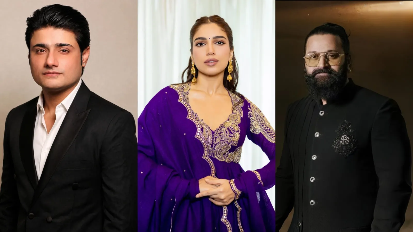 Sandeep Singh, Bhumi Pednekar and Rishab Shetty in portraits released for The Pride of Bharat