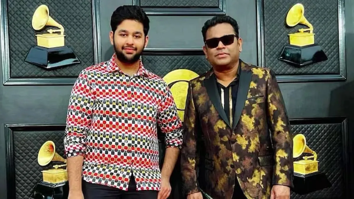 AR Ameen with his father AR Rahman at the Grammy Awards