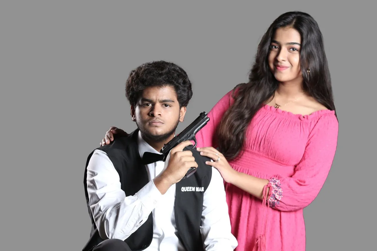 Room Boy lead pair C. Nikhil and Harsha in a promotional still for the Tamil thriller