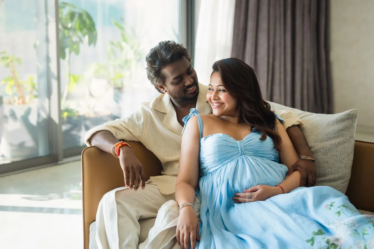 Filmmaker Atlee and wife Priya in a maternity photograph ahead of their baby girl's arrival