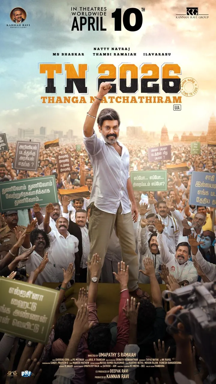 TN 2026 poster featuring Natti Natraj in a political rally scene