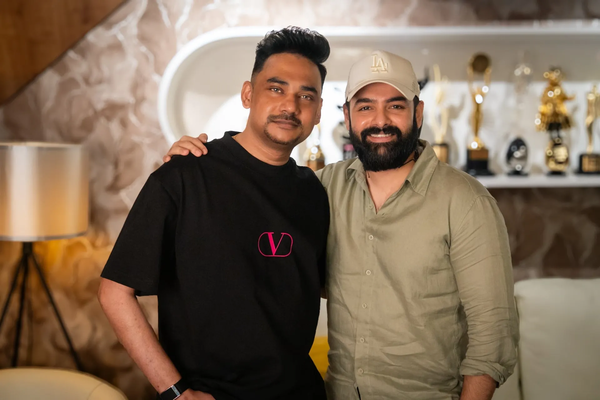 Composer Sam CS with Ram Pothineni, who is directing RAPO23