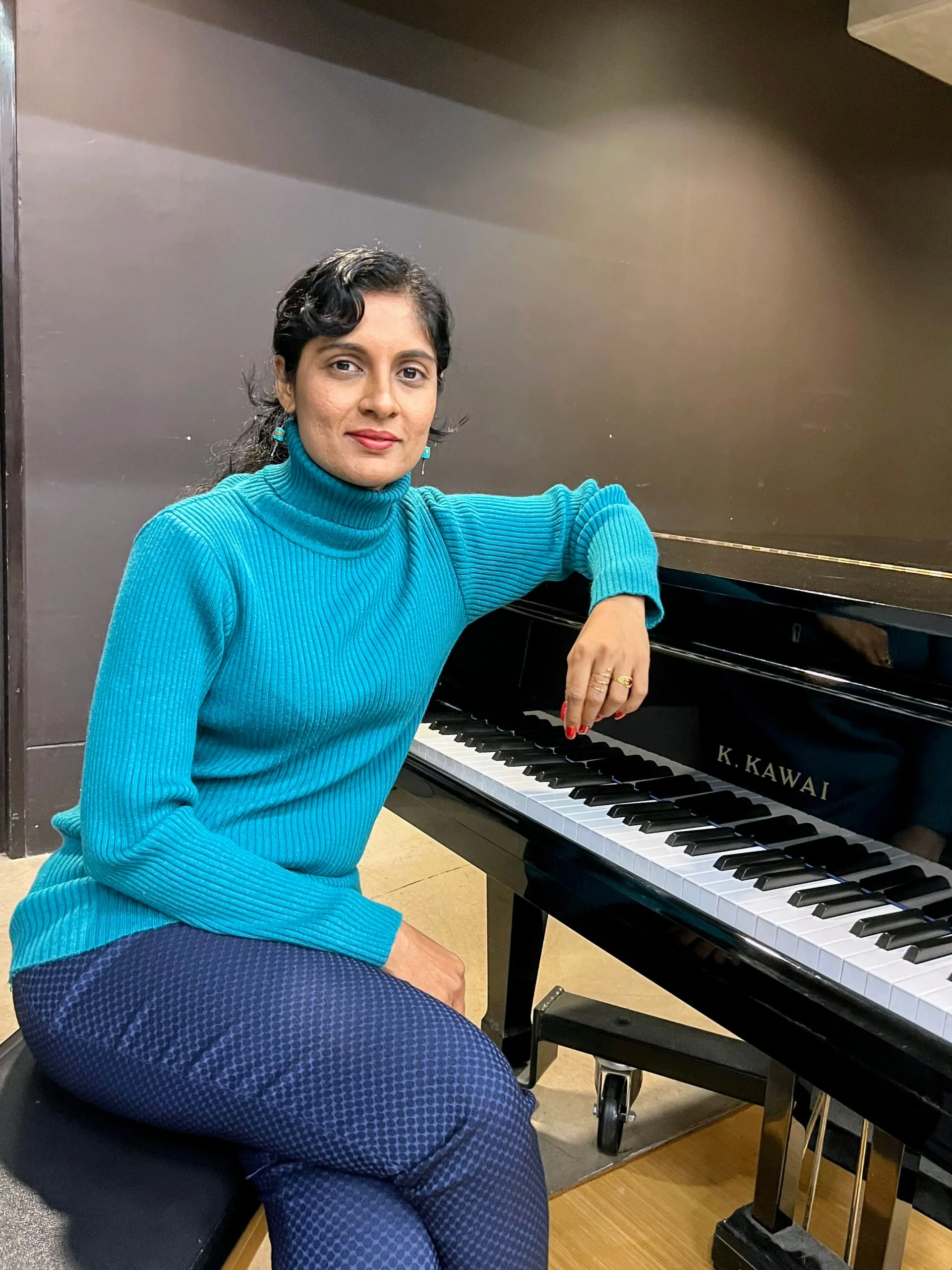Charulatha at the piano during a recent session.