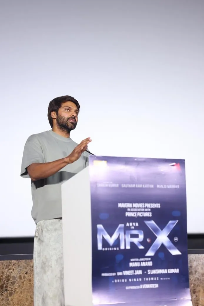 Arya speaking at the Mr X trailer launch
