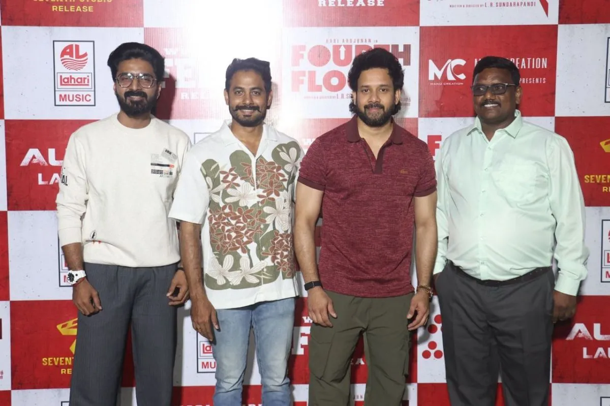 Aari Arjunan with the Fourth Floor team at the launch event