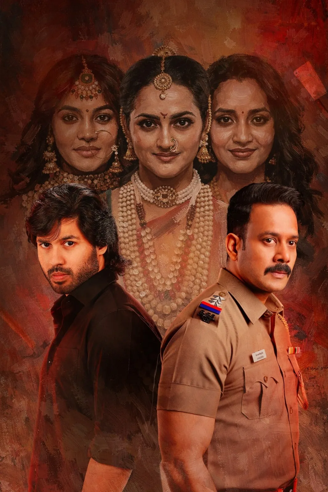 Kaalidas 2 character poster with Bharath as the inspector and the film's ensemble