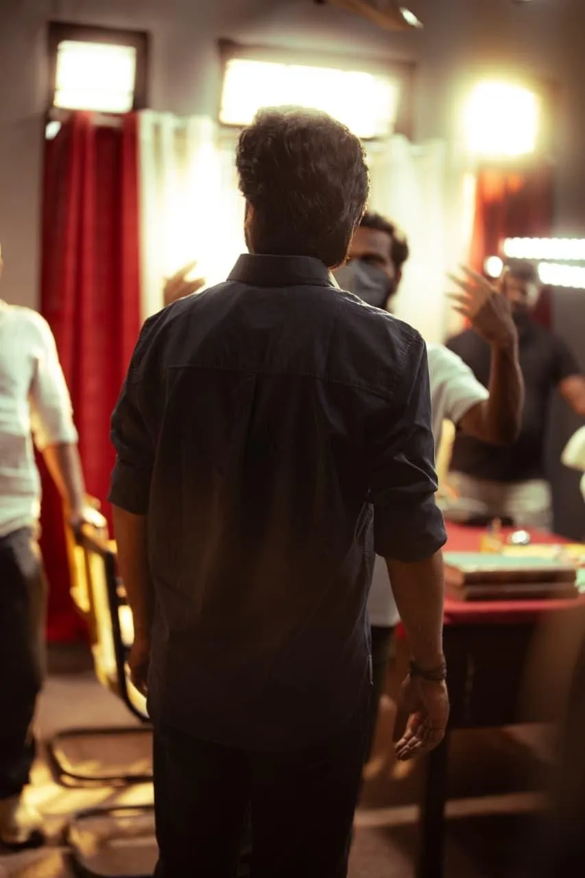 Silambarasan TR in a behind-the-scenes still from Arasan