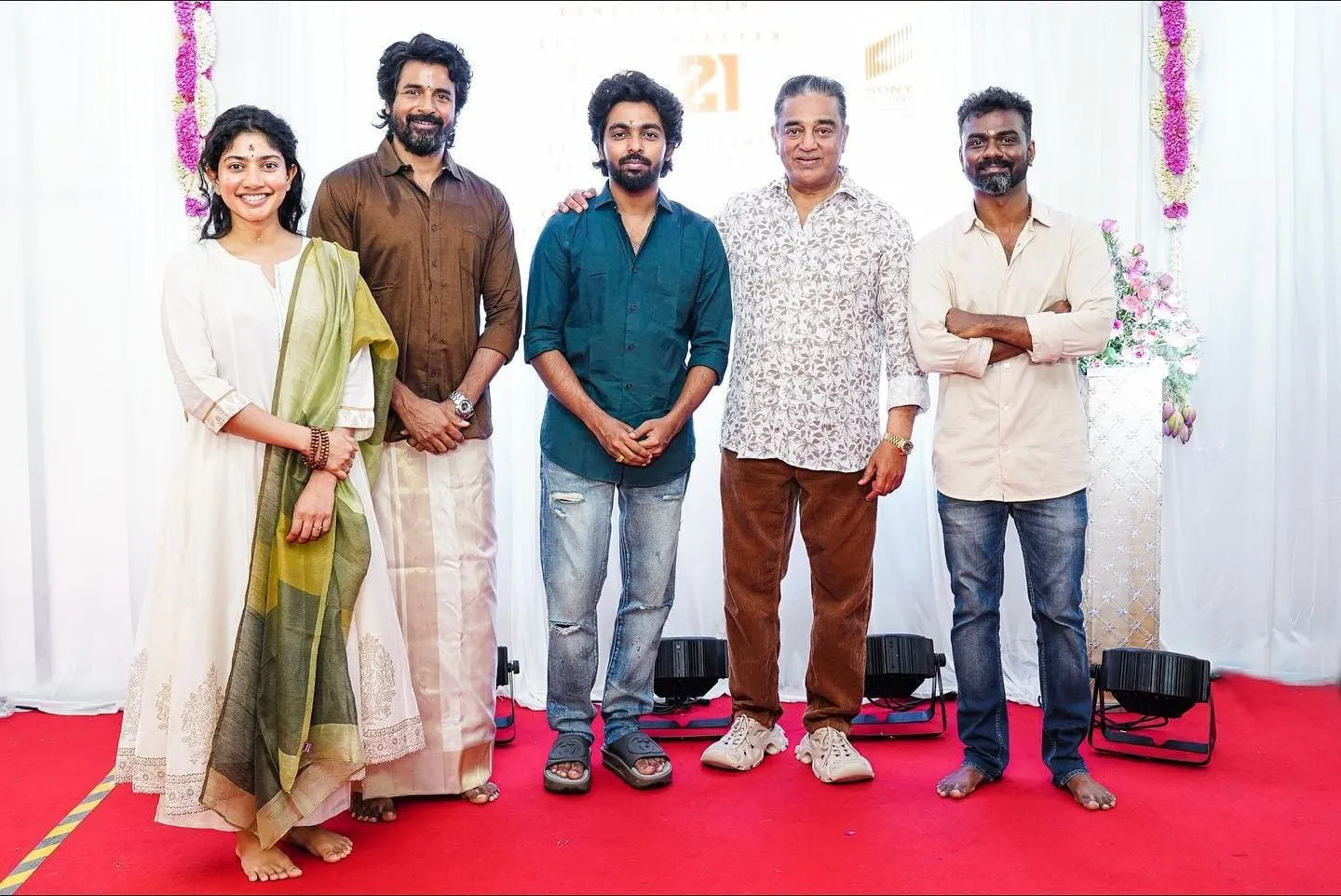 Kamal Haasan with the team at the launch of RaajKamal's SK21
