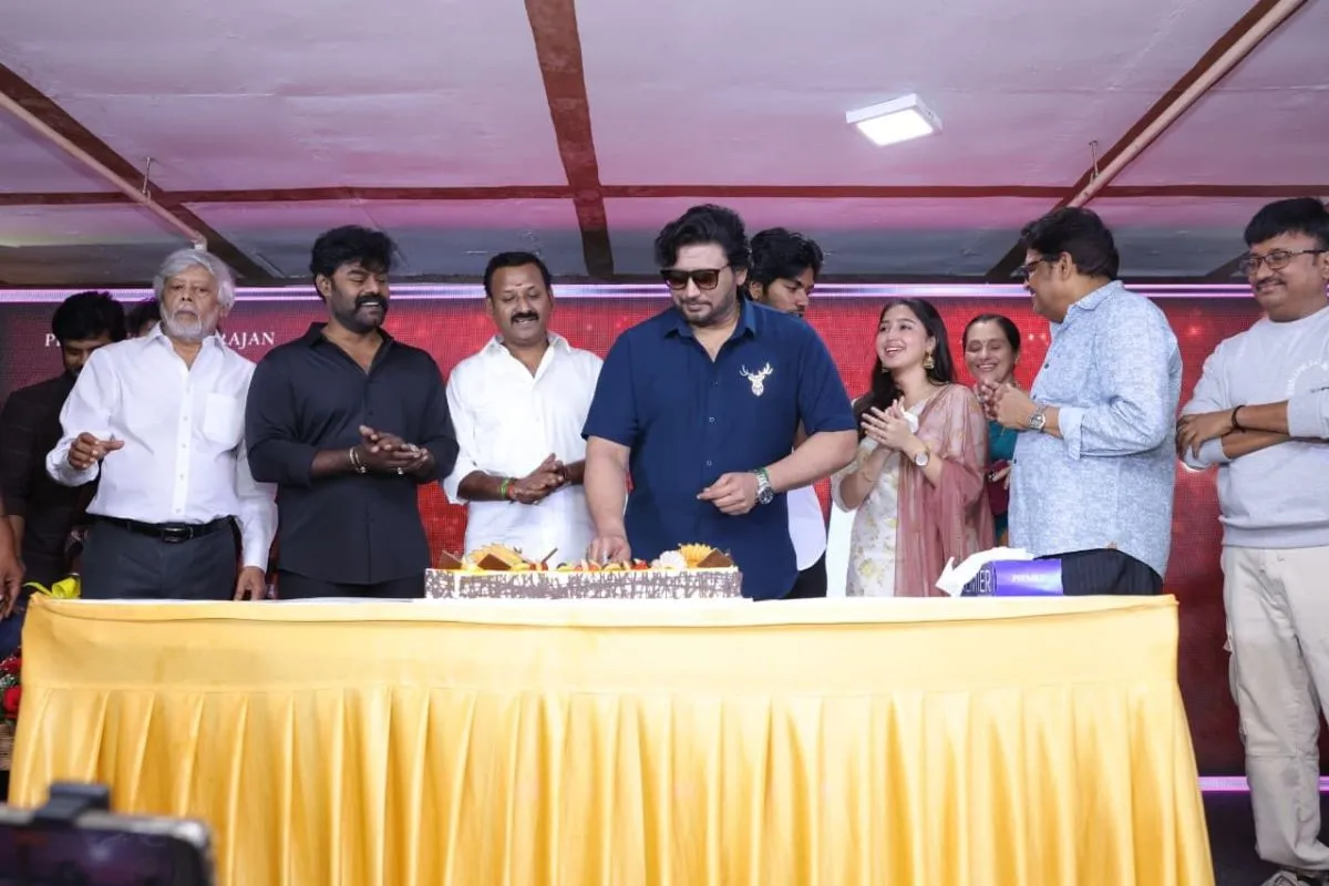 Prashanth cuts his 53rd birthday cake at the Ranjan The Advocate title launch event