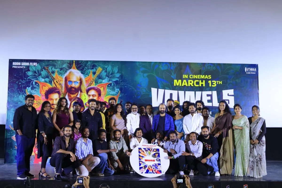 Vowels team on stage at the music launch event