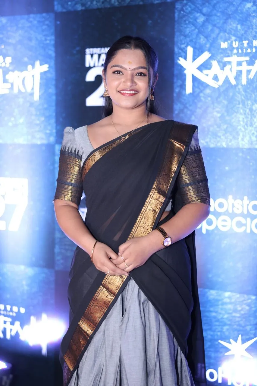 Actress at the Muthu Engira Kaattaan press meet in Chennai