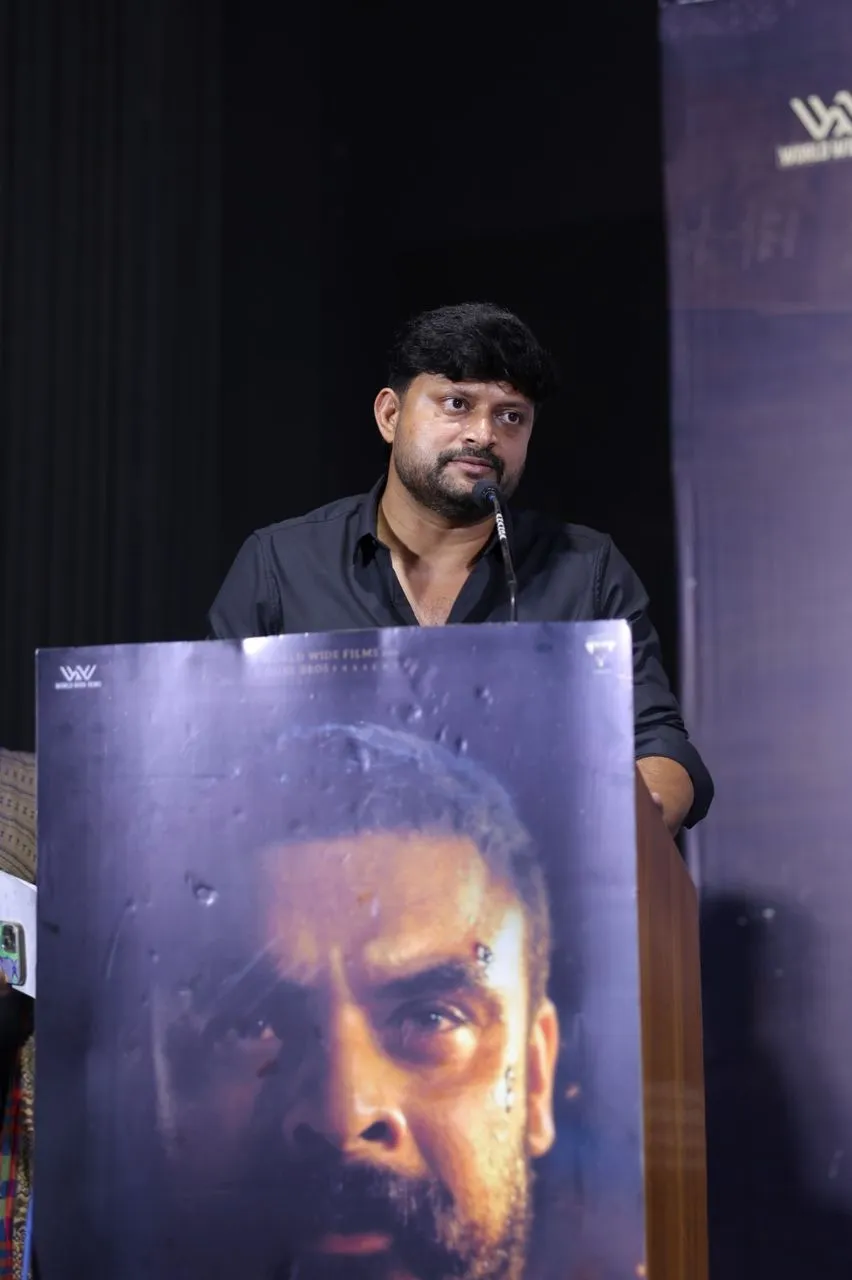 Producer Charan speaking at the Pallichattambhi Tamil launch