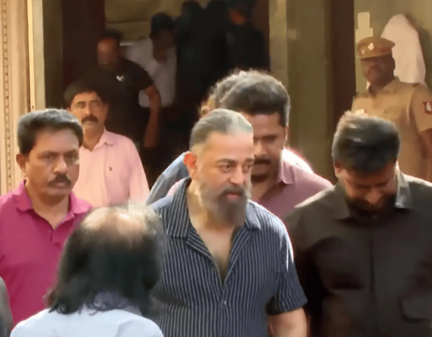 Kamal Haasan arrives to pay his respects to Deva in Chennai.
